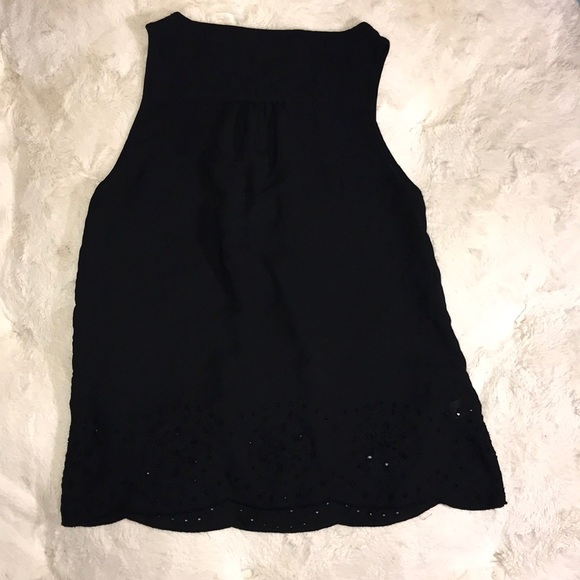 LOFT Black Sleeveless Eyelet Detail Top - Picture 3 of 6